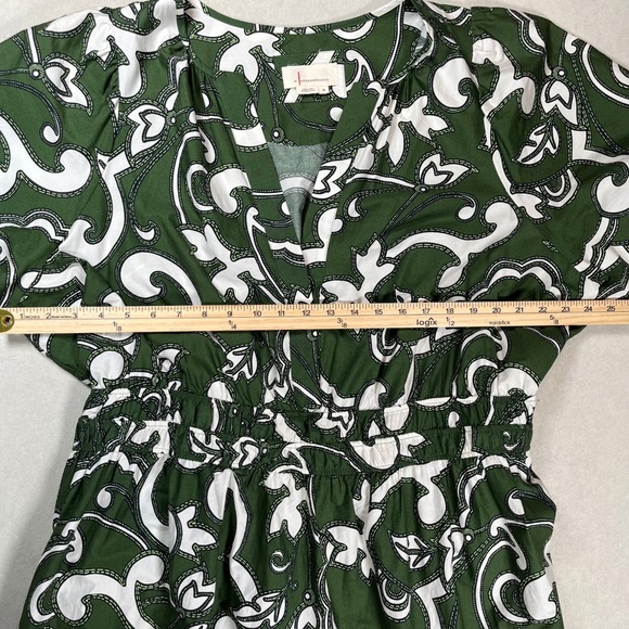 Anthropologie Somerset Maxi Dress Womens Sz 3X Green White Print  Smocked Tiered - Picture 7 of 9